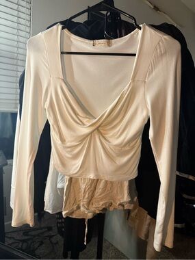 Altar’d State White Draped Long Sleeve Top